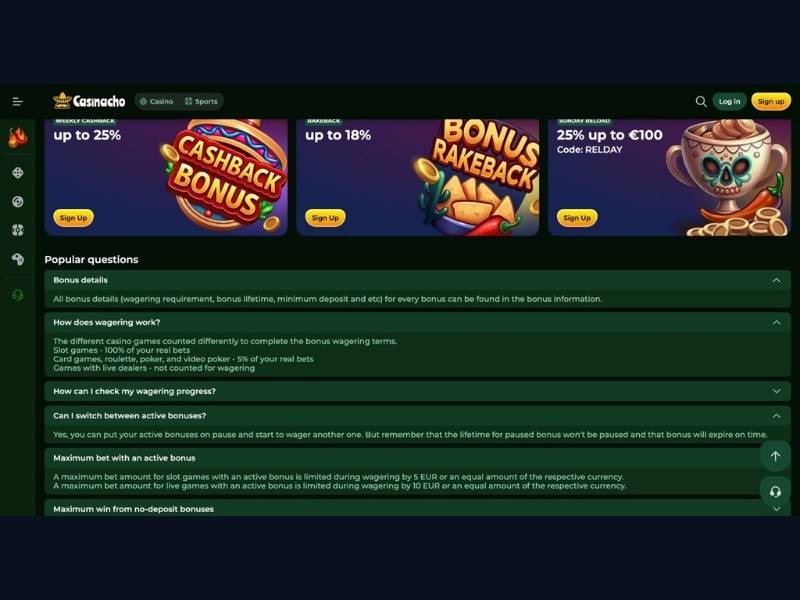 Turnieje Casinacho Casino Nacho Casino — lista i pule nagród