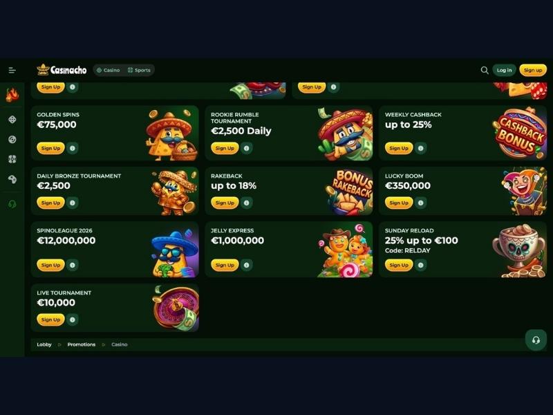 Niedzielna Przeładowanie kod RELDAY i jak łączyć promocje w Casinacho Nacho Casino